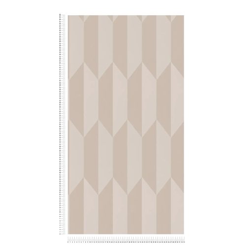 Geometrikus chevron minta kecses függőleges vonulata lágy bézs és krémszín tónus finom mintafény tapéta