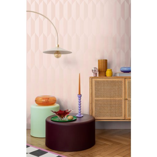 Geometrikus chevron minta kecses függőleges vonulata halvány rózsaszín és krémfehér tónus finom mintafény tapéta