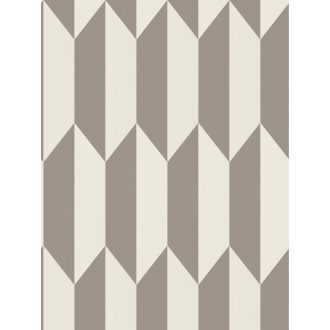   Geometrikus chevron minta kecses függőleges 3D vonulata meleg ezüstös-szürkésbarna és krémfehér tónus finom mintafény tapéta