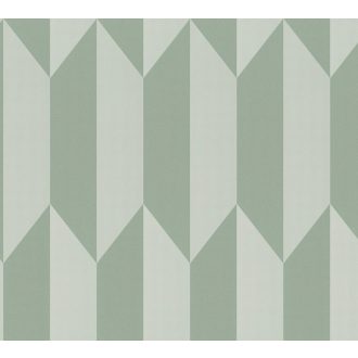   Geometrikus chevron minta kecses függőleges 3D vonulata lágy zsályazöld és krémfehér tónus finom mintafény tapéta