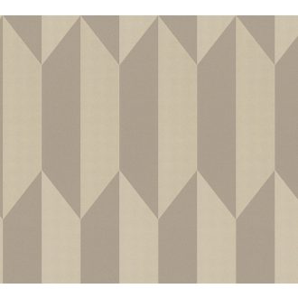   Geometrikus chevron minta kecses függőleges 3D vonulata meleg homokbézs és pezsgőarany tónus finom mintafény tapéta