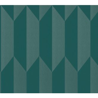   Geometrikus chevron minta kecses függőleges 3D vonulata smaragdzöld és petrol/zöldeskék tónus finom mintafény tapéta