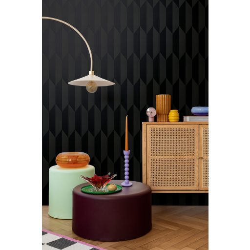 Geometrikus chevron minta kecses függőleges 3D vonulata antracit és fekete tónus finom mintafény tapéta