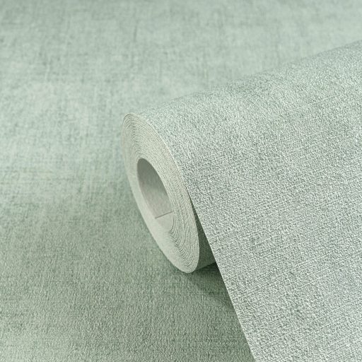 Keresztbe futó (ecset) vonásokkal kialakított lenvászon minta üde mentazöld tónus tapéta