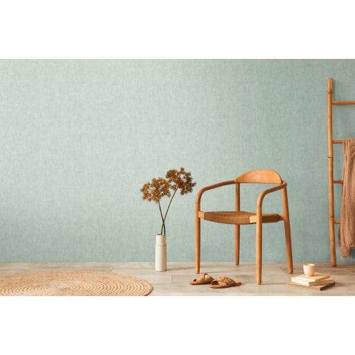 Keresztbe futó (ecset) vonásokkal kialakított lenvászon minta üde mentazöld tónus tapéta