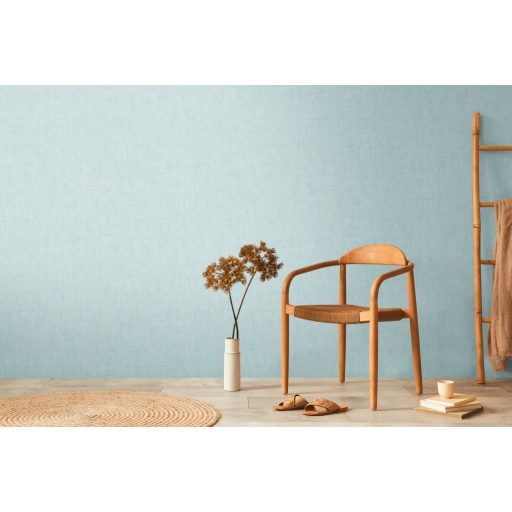 Keresztbe futó (ecset) vonásokkal kialakított lenvászon minta türkiz-aqua tónus tapéta