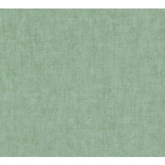   Keresztbe futó (ecset) vonásokkal kialakított lenvászon minta lágy zöld/szürkészöld tónus tapéta
