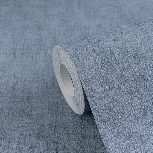 Keresztbe futó (ecset) vonásokkal kialakított lenvászon minta derűs kék/acélkék tónus tapéta