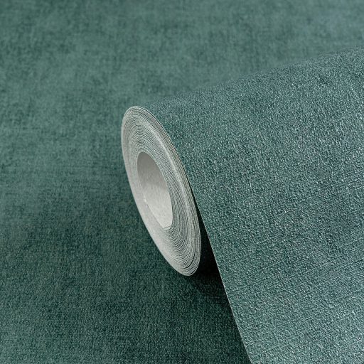 Keresztbe futó (ecset) vonásokkal kialakított lenvászon minta mély smaragdzöld tónus tapéta