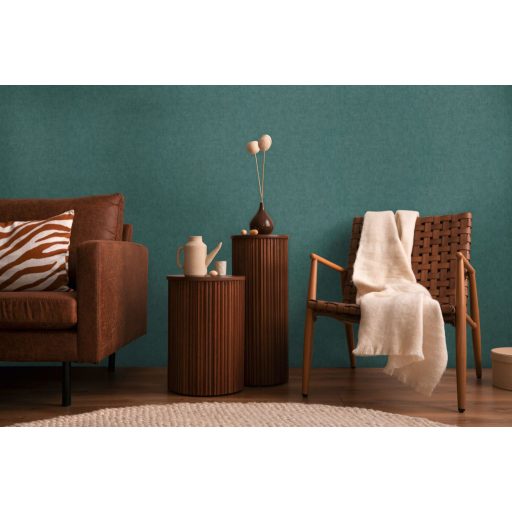 Keresztbe futó (ecset) vonásokkal kialakított lenvászon minta mély smaragdzöld tónus tapéta