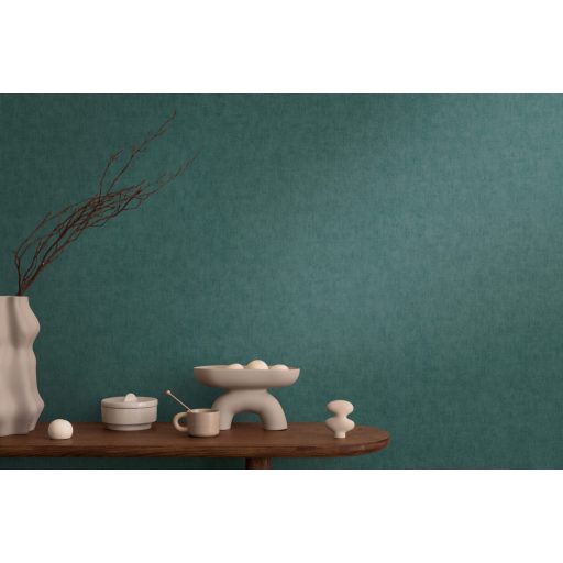 Keresztbe futó (ecset) vonásokkal kialakított lenvászon minta mély smaragdzöld tónus tapéta