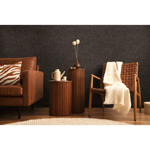 Keresztbe futó (ecset) vonásokkal kialakított lenvászon minta antracit/szénfekete és ezüstszürke tónus tapéta