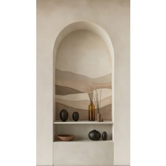   A teljes nyugalom esszenciája! Rétegzett absztrakt tájkép bézs és homokszín - taupe tevebarna és kávé - tónus falpanel