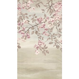   Szippantsd be a tavasz illatát! Akvarell cseresznyevirág zuhatag ködös égszínkék homokszín púderrózsaszín és mályva tónus falpanel
