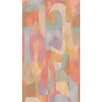   Játékos absztrakt formák tánca pasztell harmóniában korall rózsaszín vajsárga menta lila és szürkéskék tónus falpanel