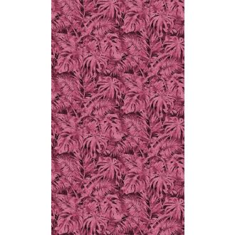   Dzsungel energiabomba monokróm trópusi levélmintával mély bíbor és fuchsia tónus falpanel