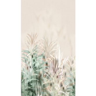   A nyugalom nagykövete! Trópusi növények levelek áttűnő stilizált mintája homokszín szürke menta és olívzöld tónus falpanel