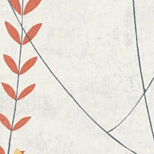 A természet költőisége - nemes és letisztult levélmotívum fehér pasztell rózsaszín levendulakék napsárga és terrakotta tónus tapéta