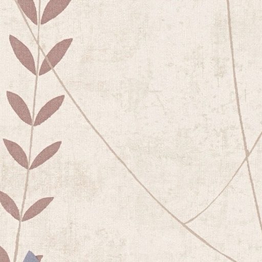 A természet költőisége - nemes és letisztult levélmotívum fehér hamvas lila zsályazöld és halvány bézs tónus tapéta