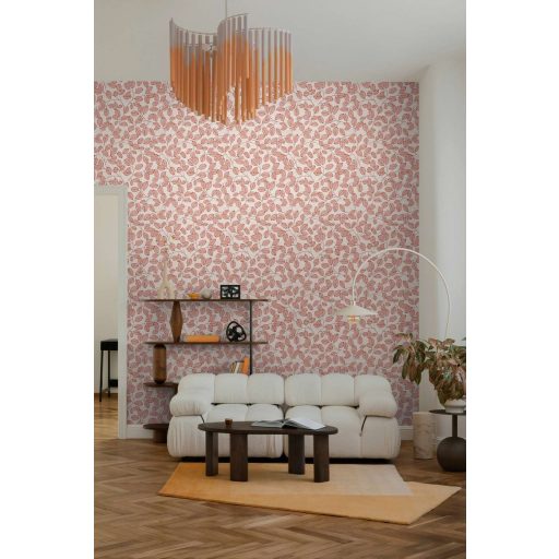 Természetrajz tankönyv a botanika szerelmeseinek - eukaliptusz levelek mintája krémfehér púderrózsaszín és terrakotta tónus tapéta