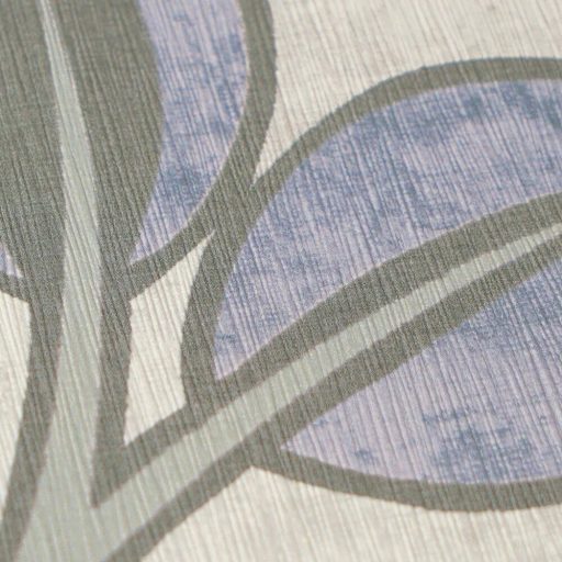 Ovális levelek absztrakt (naív) harmonikus mintája krém kékeslila perzsaszöld és olajzöld tónus tapéta