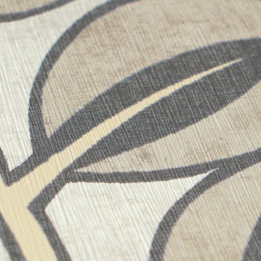 Ovális levelek absztrakt (naív) harmonikus mintája krémfehér faszénszürke vaníliasárga és antracit tónus tapéta