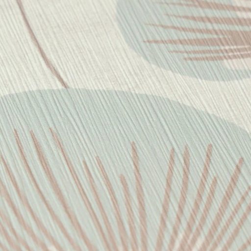 Álmodozó gingko-szerű levelek lebegő költői szépségű mintája krémfehér kékesszürke mentazöld és tejeskávé tónus tapéta