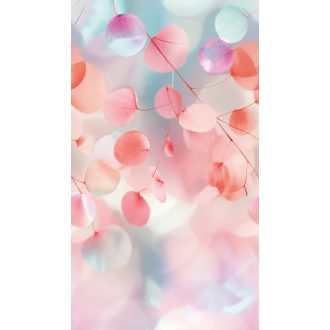   Lebegő stilizált levélkompozíció ultramodern felfogásban rózsaszín őszibarack kék menta és lila tónus falpanel