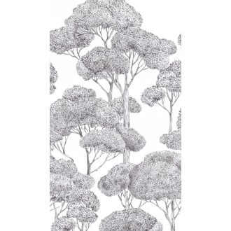   Dús lombkoronájú légiesen könnyű monokróm erdei vázlat fehér szürke és fekete tónus falpanel