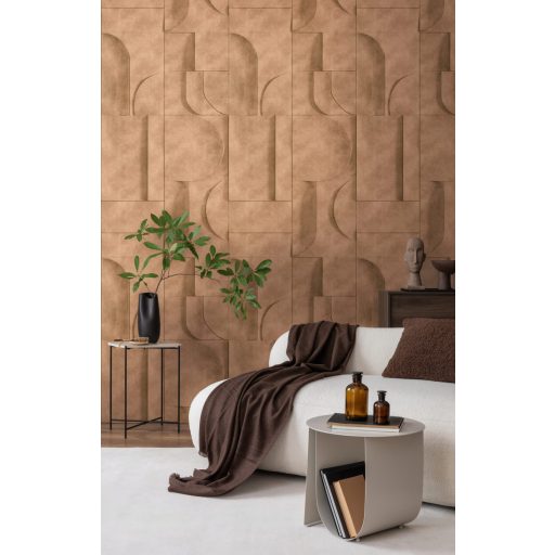 Art deco Homlokzat?! Ívek félkörök hasábok geometrikus 3D minta agyagbarna terrakotta és sötétbarna tónus falpanel