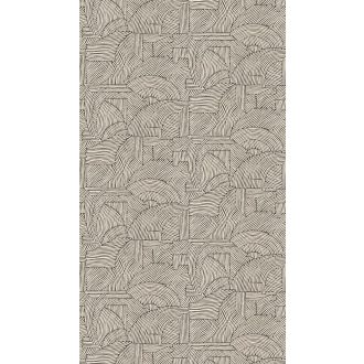   Vonalak szerveződése art deco lendületű grafikává monokróm - törtfehér és fekete tónus falpanel