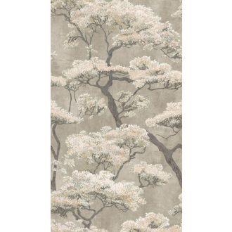   Virágzó japán fenyőliget a zen harmónia jegyében taupe zsályazöld púderrózsaszín és szürke tónus falpanel