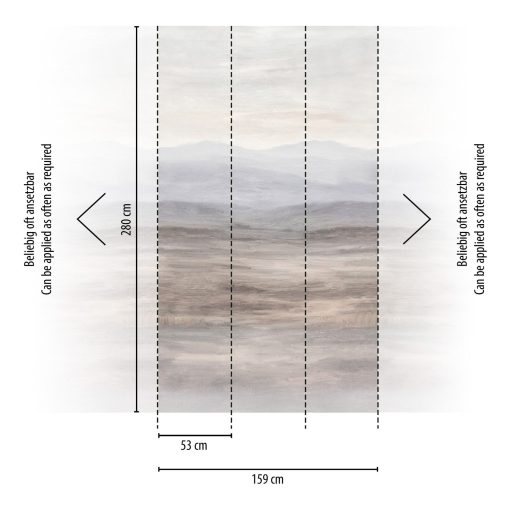 Hegycsúcsokon ködbe vesző horizont csendes békéje panoráma füstszürke taupe földes-barna törtfehér és kékesszürke tónus falpanel