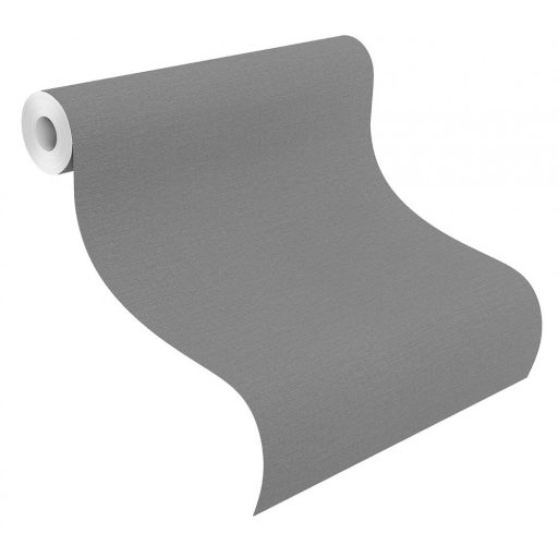 Textilhatású strukturált egyszínű meleg sötétszürke tapéta