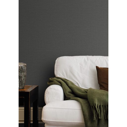 Textilhatású strukturált egyszínű meleg sötétszürke tapéta