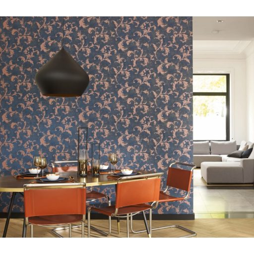 Casadeco Montsegur 80796475  ARABESQUE Klasszikus arab stílusú díszítőminta horgonykék bronz tapéta