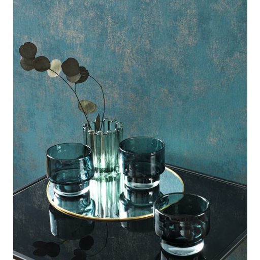 Casadeco Montsegur 80836267 UNI Texturált egyszínű pávakék arany tapéta