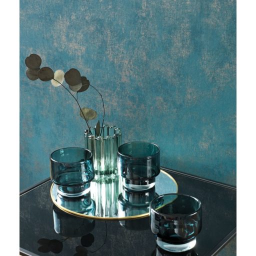 Casadeco Montsegur 80836267 UNI Texturált egyszínű pávakék arany tapéta