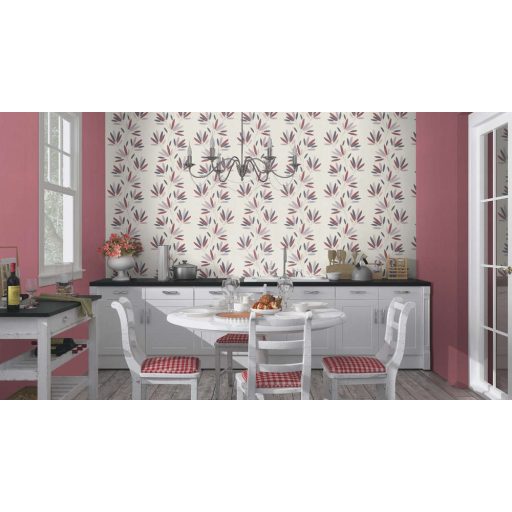 Rasch #tapetenwechsel 808742 virágos-leveles törtfehér antracit  mályva szürkéslila tapéta