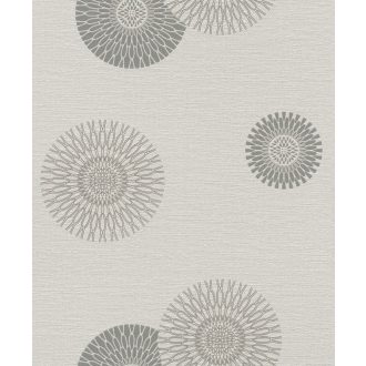 Rasch #tapetenwechsel 808810 grafikus stilizált virágkörök szürke bézs  ezüst tapéta