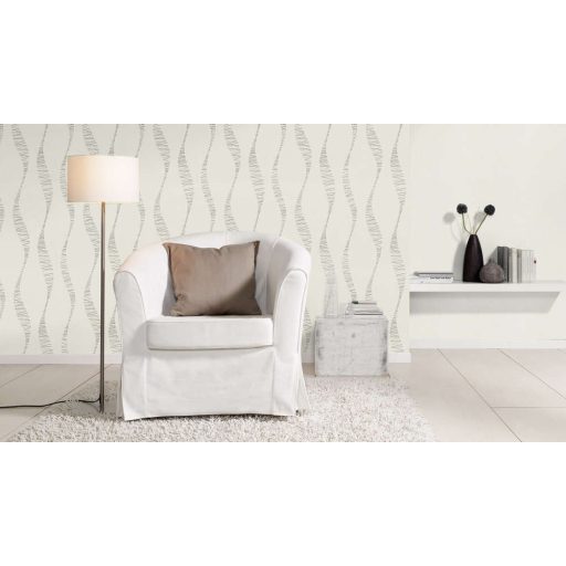 Rasch #tapetenwechsel 808926 grafikus hullámminta törtfehér szürke ezüst antracit tapéta