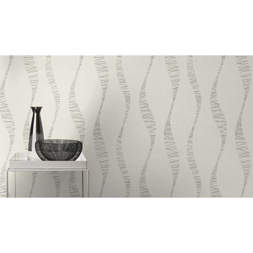Rasch #tapetenwechsel 808926 grafikus hullámminta törtfehér szürke ezüst antracit tapéta