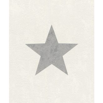 Rasch #tapetenwechsel 809329  grafikus nagy csillag törtfehé ezüstszürker tapéta