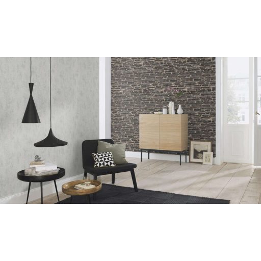 Rasch #tapetenwechsel 809442  strukturált egyszínű ezüstszürke tapéta