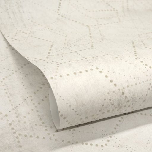 Applikált üveggyöngyökkel díszített holdi tájat krátereket imitáló körökből pontokból álló minta elefántcsont krém és bézs tónus tapéta