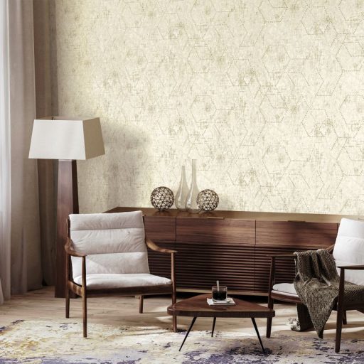 Applikált üveggyöngyökkel díszített holdi tájat krátereket imitáló körökből pontokból álló minta homokszín bézs és bézsarany tónus tapéta