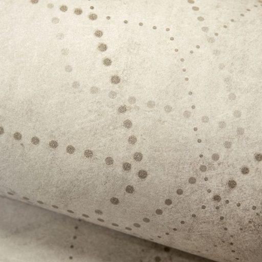 Applikált üveggyöngyökkel díszített holdi tájat krátereket imitáló körökből pontokból álló minta homokszín bézs és bézsarany tónus tapéta