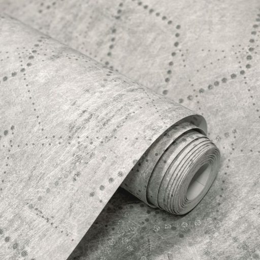 Applikált üveggyöngyökkel díszített holdi tájat krátereket imitáló körökből pontokból álló minta szürke és ezüstszürke tónus tapéta