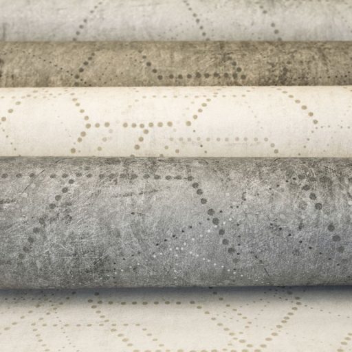 Applikált üveggyöngyökkel díszített holdi tájat krátereket imitáló körökből pontokból álló minta szürke sötétszürke és ezüstszürke tapéta