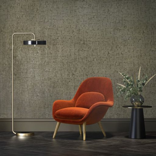 Üveggyöngyökkel díszített finom csillogású monokróm hátterű szabálytalan elemek mintája barna és szürkésbarna tónus tapéta